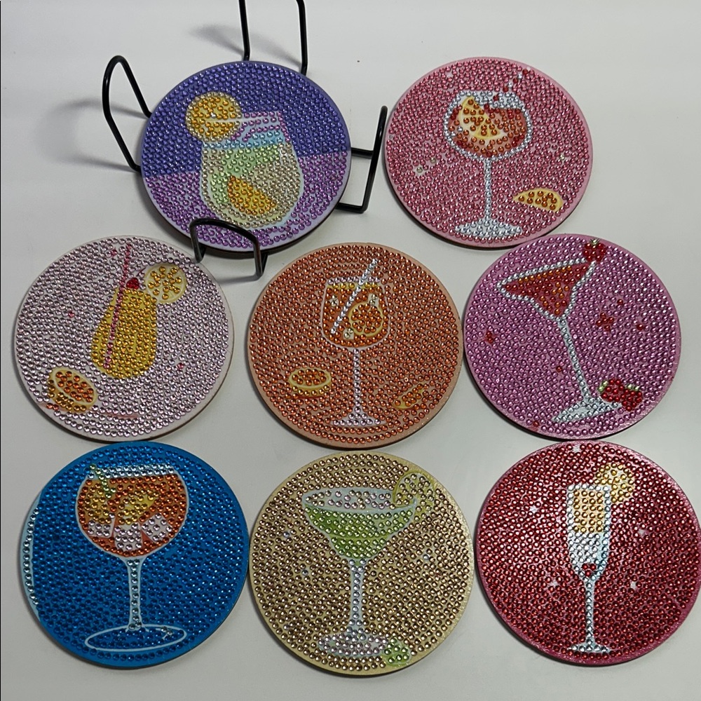 Colorful Beaded Drink Coasters Set